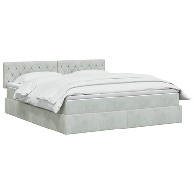 Łóżko z funkcją przechowywania LED z materacem jasnoszary