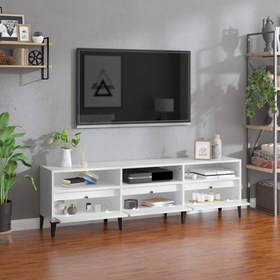vidaXL Szafka pod TV, wysoki połysk, biała, 150x30x44,5 cm