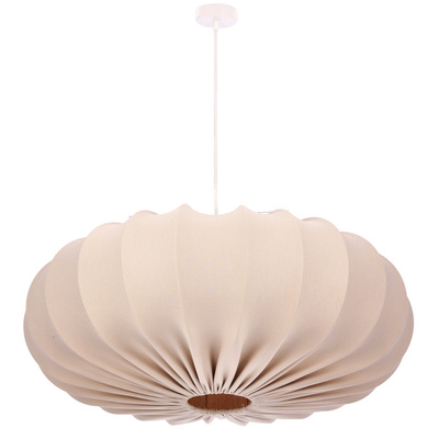 Lampa wisząca CAFEE' skandynawska z abażurem beżowym frappe 66 cm - nowoczesne oświetlenie sufitowe do salonu i jadalni E27