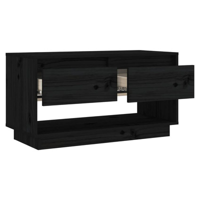 vidaXL Szafka pod TV, czarna, 74x34x40 cm, lite drewno sosnowe