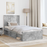 Ramka łóżka Szary beton 90 x 190 cm Lite drewno sosnowe
