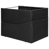 vidaXL Leżak ogrodowy z poduszką, rattan PE, czarny