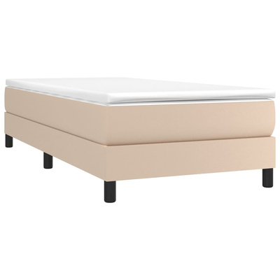 vidaXL Łóżko kontynentalne z materacem, cappuccino, ekoskóra 80x200 cm model standard