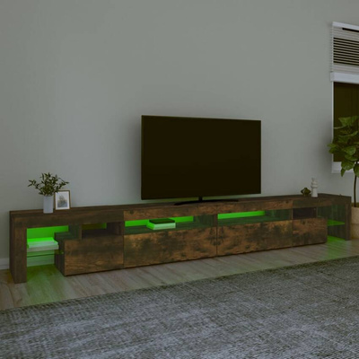 vidaXL Szafka pod TV z oświetleniem LED przydymiony dąb 290x36,5x40 cm