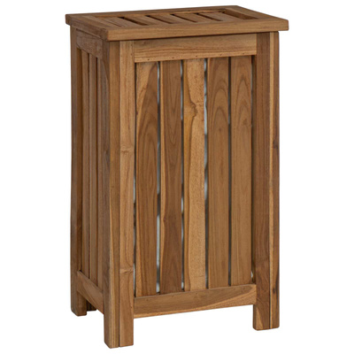 Kosz na pranie naturalny 35 x 25 x 60 cm Lite drewno teakowe
