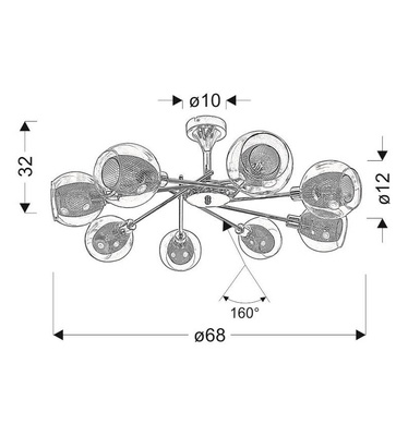Lampa sufitowa chromowa szklany klosz koszyczek 8x40W E14 Ozzo 38-72283