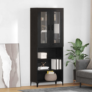 Highboard Czarny Dąb 69,5 x 34 x 180 cm Drewno inżynieryjne