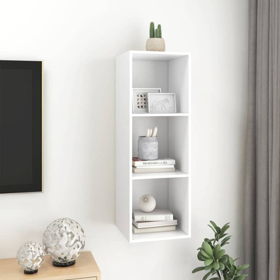 vidaXL Wisząca szafka pod TV, biała, 37x37x107 cm