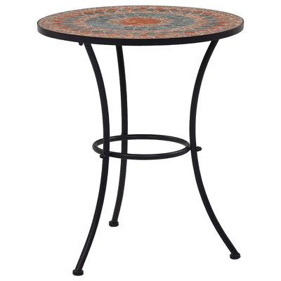 Mozaikowy stolik bistro, pomarańczowo-szary, 60 cm, ceramiczny