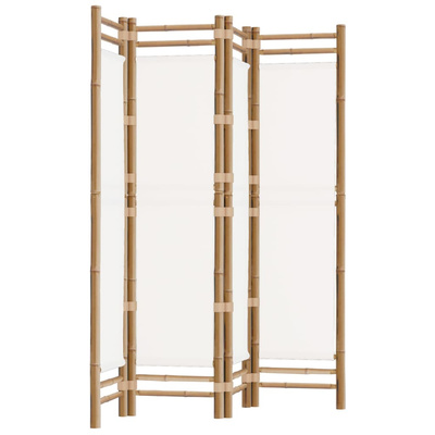 Składany parawan 4-panelowy, 160 cm, bambus i płótno
