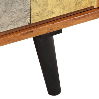 vidaXL Szafka pod TV z drzwiczkami, 112x30x40 cm, lite drewno akacjowe