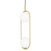 Lampa wisząca CORDEL elegancka - złoty mosiądz z białymi kloszami kulkami - nowoczesne oświetlenie salonu 2x G9 LED
