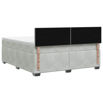 Łóżko Box Spring z materacem i LED jasnoszary 140 x 200 cm