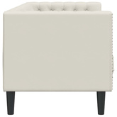 Sofa Chesterfield z wałkami, trzyosobowa, kremowa, aksamit