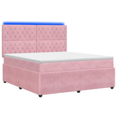 Łóżko z box spring LED z materacem różowy 160 x 200 cm Welur