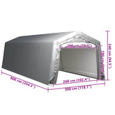 Namiot magazynowy, 300 x 900 cm, stal, szary