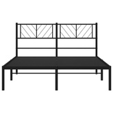 Metalowa rama łóżka z wezgłowiem czarna, 140x200 cm