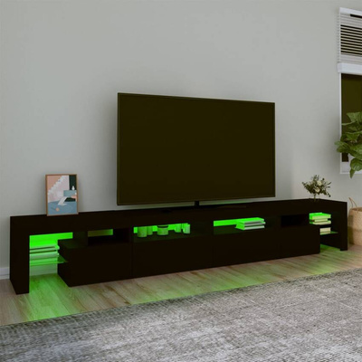 vidaXL Szafka pod TV z oświetleniem LED, czarna, 260x36,5x40 cm