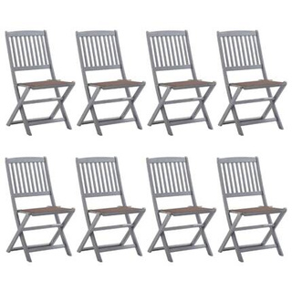 vidaXL Składane krzesła ogrodowe z poduszkami, 8 szt., drewno akacjowe
