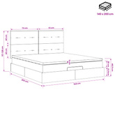 Łóżko ottoman z materacem ciemnoszary 140 x 200 cm tkanina
