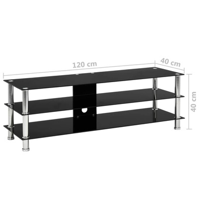 vidaXL Szafka pod TV, czarna, 120x40x40 cm, hartowane szkło