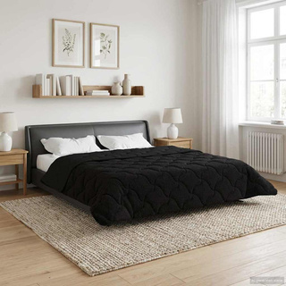 Zimowa Kołdra Czarny 200 x 220 cm Mikrofibra i Fleece Teddy