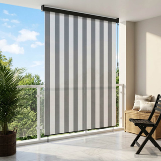 Roleta Antracytowy i biały 80 x 250 cm Materiał i Aluminium