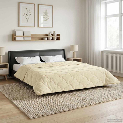 Zimowa Kołdra Kremowy 240 x 260 cm Mikrofibra i Fleece Teddy