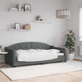 Sofa z funkcją spania, ciemnoszara, 90x190 cm, obita tkaniną