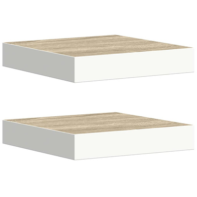 vidaXL Półki ścienne, 2 szt., dębowo-białe, 23 x 23,5 x 3,8 cm, MDF