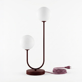 Lampka nocna w kolorze burgundowym, białe klosze K-6022 z serii BALU