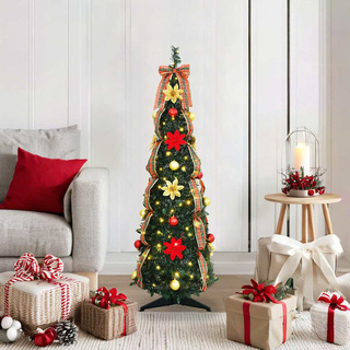 Sztuczna choinka z 50 diodami LED z podstawą Zielony 125 cm PVC