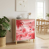 Komoda z szufladami AACHEN Różowy nadruk z palmami Sonoma