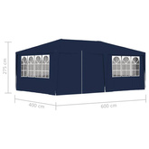 vidaXL Namiot imprezowy ze ściankami, 4x6 m, niebieski, 90 g/m²