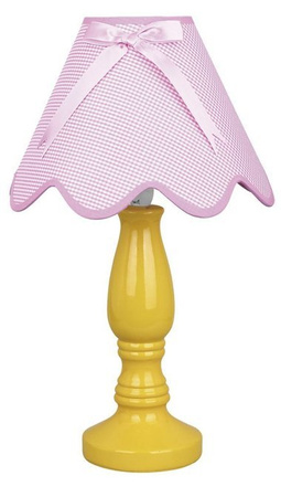Lampka nocna Lola ceramiczna różowo-żółta z abażurem E14
