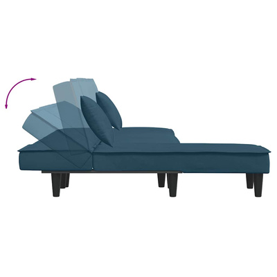 Sofa rozkładana w kształcie L, niebieska, 255x140x70, aksamit vidaXL