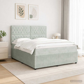 Łóżko z box spring LED z materacem jasnoszary 140 x 190 cm
