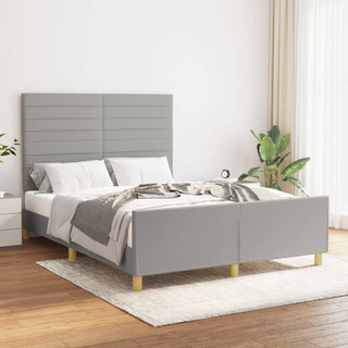 vidaXL Rama łóżka z zagłówkiem, jasnoszara, 140x190 cm, obity tkaniną model standard