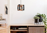 Lampa wisząca czarna metalowa + drewno 40W E27 Varna 31-78513