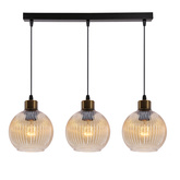 Lampa wisząca Valor potrójna z kloszami szklana czarno-złota do salonu
