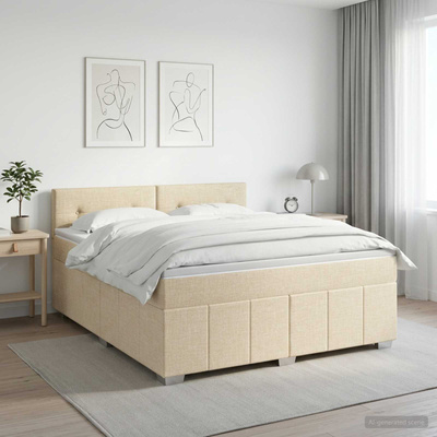 Łóżko kontynentalne z materacem kremowy 140 x 190 cm tkanina
