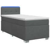 Łóżko Box Spring z materacem i LED ciemnoszary 100 x 200 cm