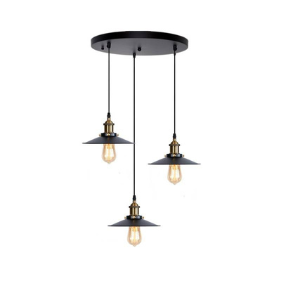 Lampa Wisząca Retro Loft Czarno złota 3xE27 26cm Abruzzo Teo