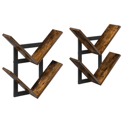 Półka wisząca 2 szt. Dąb wędzony 43 x 15 x 47 cm