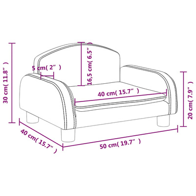 vidaXL Sofa dla dzieci, czarna, 50x40x30 cm, sztuczna skóra