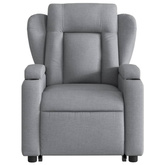vidaXL Podnoszony fotel masujący, rozkładany, jasnoszary, tkanina