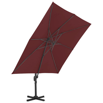 Parasol wiszący na aluminiowym słupku, bordowy, 400x300 cm