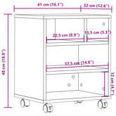 Stojak pod drukarkę, z kółkami, biały, 41x32x48 cm