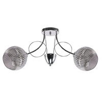 Lampa wisząca Mirox podwójna z kloszem szklana srebrna do salonu