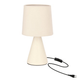 Lampka nocna Satti beżowa ceramiczna z abażurem klasyczna lampka stołowa